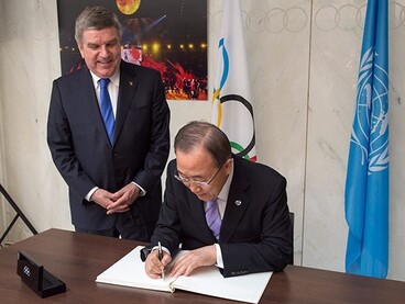 Az ENSZ-főtitkár Ban Ki-moon Thomas Bachhal tárgyalt Lausanne-ban