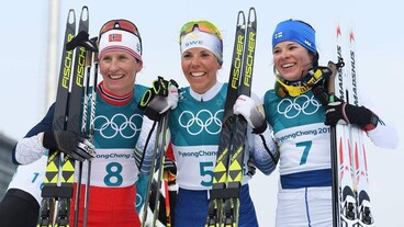 A svéd Charlotte Kalla az olimpia első bajnoka