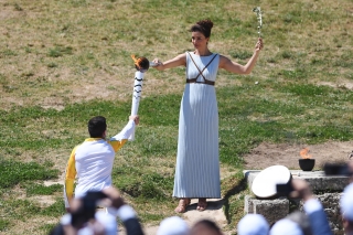 A riói olimpia láng meggyújtása Olümpiában (2016. április 21.)
