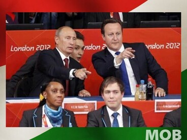 Putyin és Cameron a judo versenyen