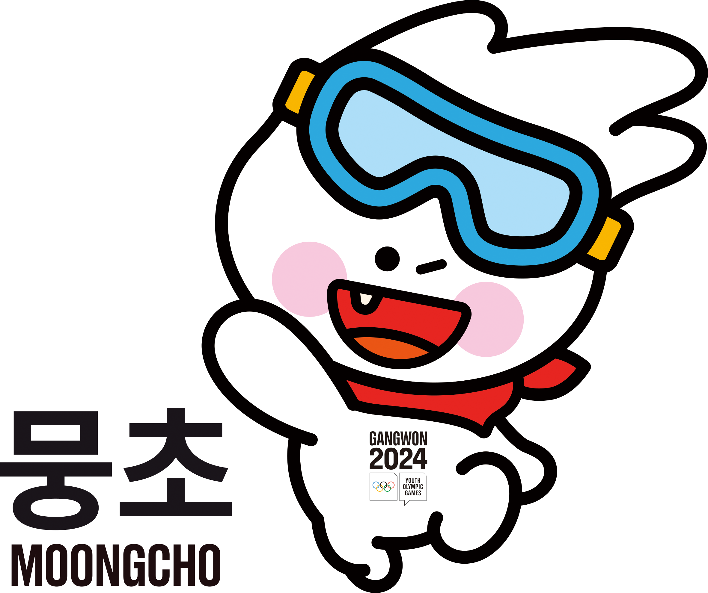 Gangwon 2024 Mascot 2 D wordmark ko hor