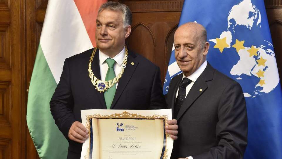A FINA legrangosabb kitüntetését kapta Orbán Viktor 